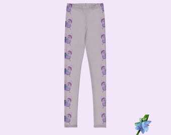 Dusty Lavender Girls Leggings with Butterfly Design | Youth Sizes