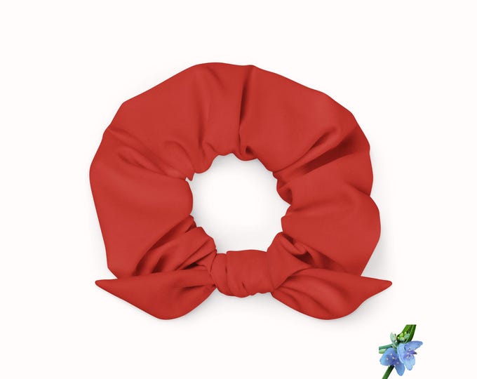 Eco-Friendly Jewel Tone Red Scrunchie for Girls - Recycled Fabric Hair Tie