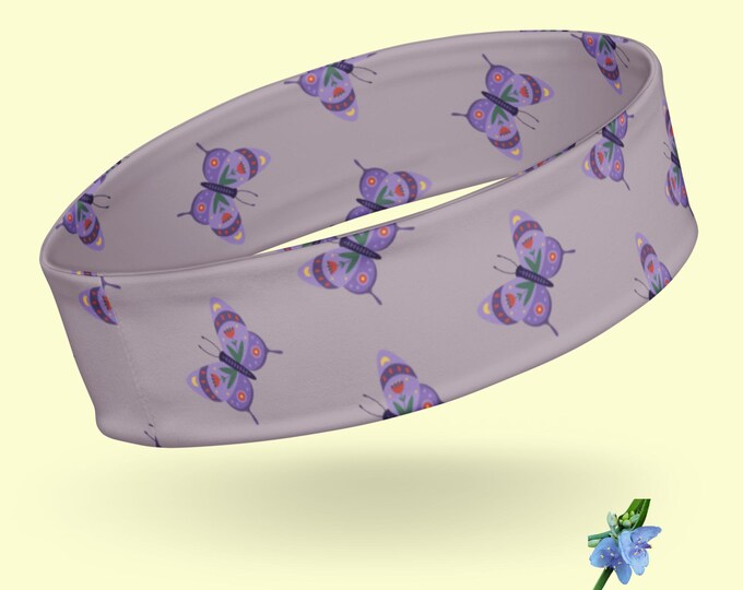Delicate Light Purple Headband Featuring Purple Butterfly Design