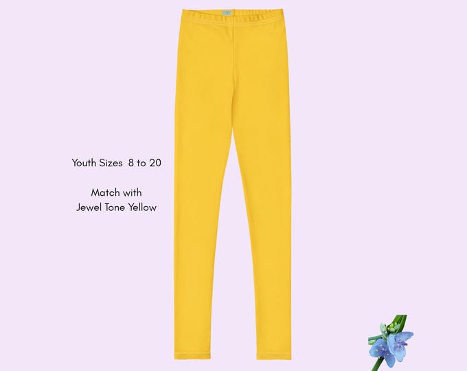 Jewel Tone Yellow Youth Leggings | Sustainable Fashion for Kids