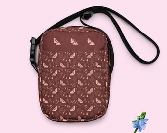 Utility Crossbody Bag in Pink & Cream Butterflies - Perfect Small Accessory