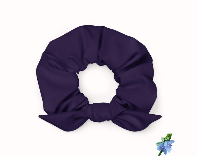 Sustainable Dark Purple Scrunchie for Girls - Recycled Fashion Hair Tie