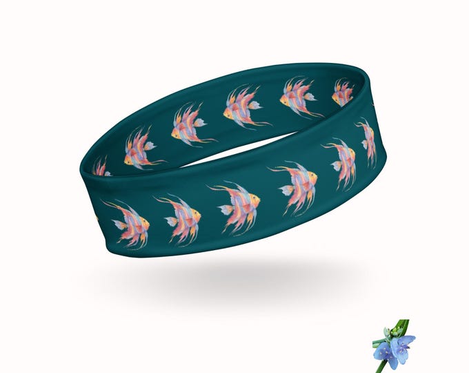 Watercolor Angelfish Headband in Green-Blue