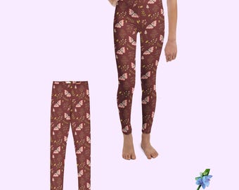 Girls' Auburn Leggings with Pink Butterflies - Trendy Youth Wear