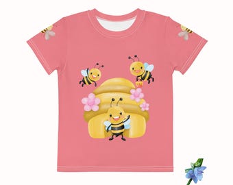 Honeybee Girl's Cotton Tee - Crew Neck T-Shirt for Kids