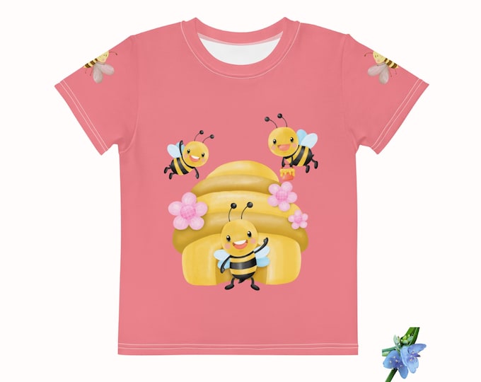 Honeybee Girl's Cotton Tee - Crew Neck T-Shirt for Kids