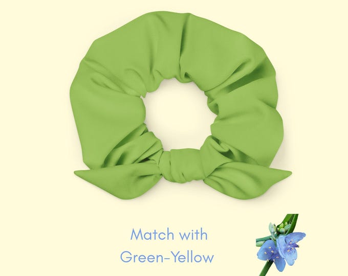 Eco-Friendly Green-Yellow Recycled Scrunchie | Girls' Hair Accessories