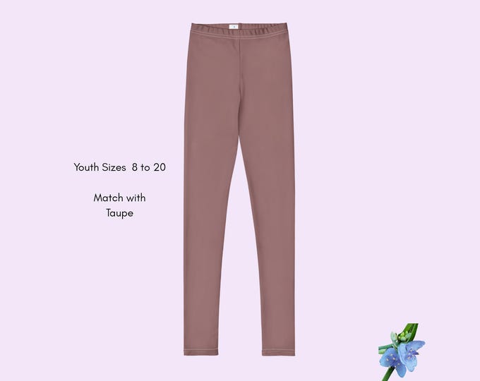 Eco-Friendly Girls Taupe Leggings | Youth Sizes 8-20 Apparel