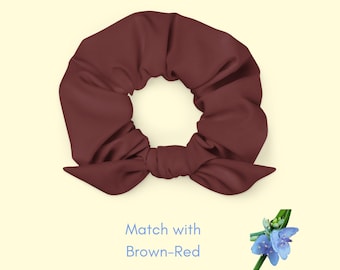Eco-Friendly Brown-Red Scrunchie | Stylish Hair Accessory for Girls