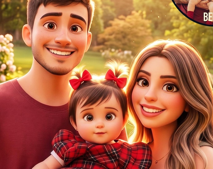 Pixar Style Portrait from Photo, Digital or Printed Custom Portrait, Become a Pixar Character, 3D portrait, Cartoon Photo Gift for Her Him