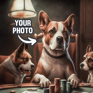 Cani che giocano a poker Arte murale personalizzata, Immagine di cani che giocano a carte su poster, Regali personalizzati per amanti dei cani e del poker, Download digitale