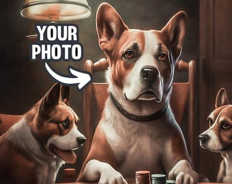 Dogs Playing Poker Custom Wall Art, Dogs Playing Cards Picture to Poster, Personalized Gifts for Dog and Poker Lovers, Digital Download