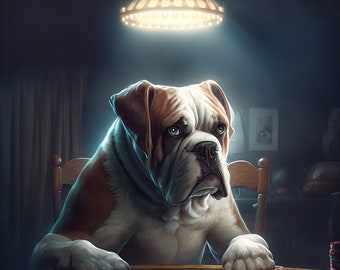 Custom Dog Portrait Painting Poker Playing Cards Portrait from Photo, Personalized Gifts for Dog Lovers, Dogs Playing Poker Digital File Art