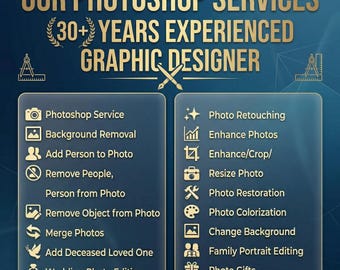 Custom Photoshop Photo Restoration Service: Face Swap, Enhance, Colorize, Person Removal (Digital File)