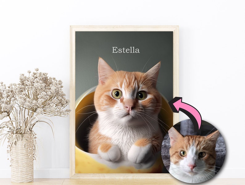 Cartoon Pet Portrait Custom, Framed Print or Digital Download, Cartoon Portrait of Dogs, Cat Cartoon, Personalized Dog Lover Gift image 7