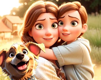 Custom Pixar Style Portrait from Photo, 3D Cartoon Family Gift (Digital or Printed)