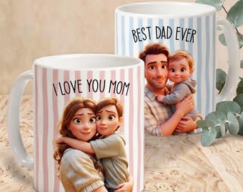 Custom Cartoon Baby Photo Mug, Personalized Keepsake, Retro Style Ceramic Gift