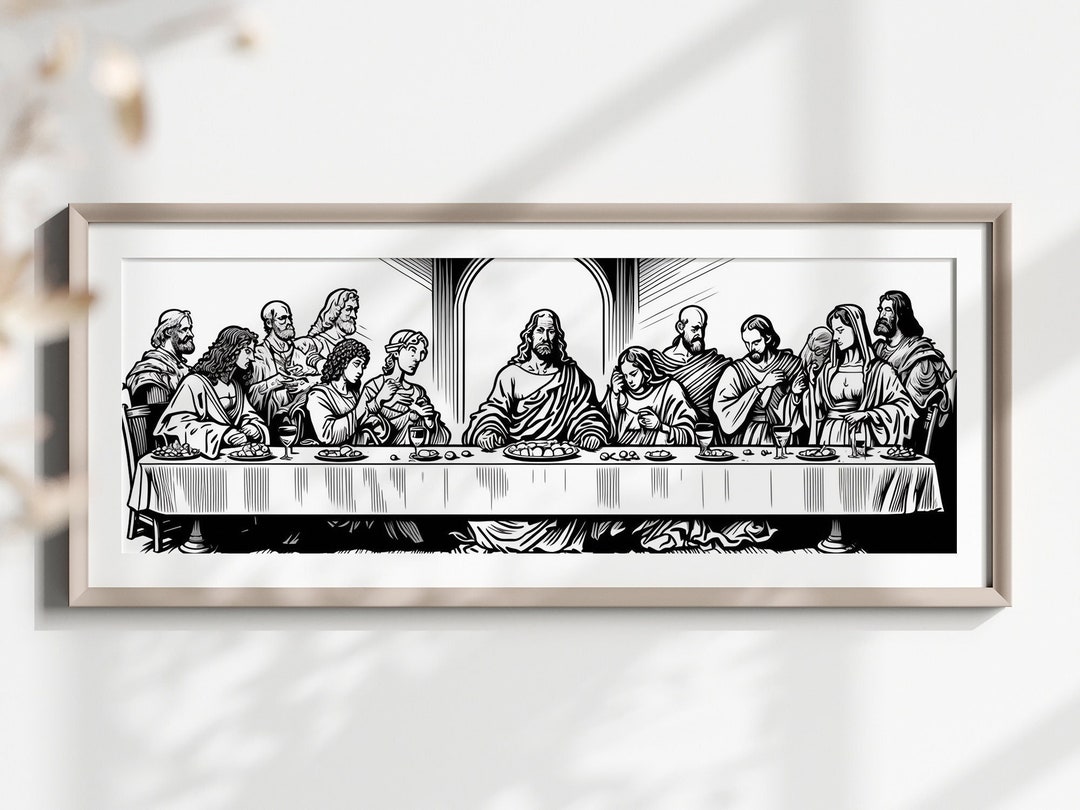 The Last Supper Christian Modern Line Art Illustration Set of Etsy
