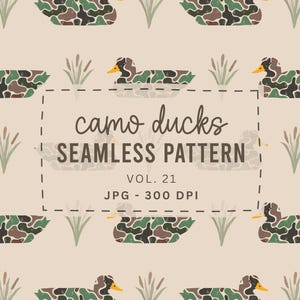 Distressed Camo Ducks Seamless Pattern | Duck Patterns | Camouflage | Cattails | Wallpapers | Sublimation Pattern | Digital Download