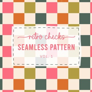 Retro Checks Seamless Pattern | Checkerboard | Checkered Print | Retro Colors | Digital Download