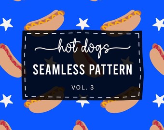 Hot Dog Seamless Pattern | Patriotic | American Flag | 4th of July Patterns | Stars | Blue | Sublimation Pattern | Digital Download