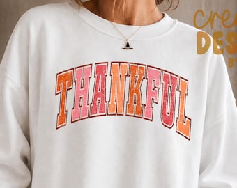 PNG de agradecimiento / Día de Acción de Gracias / Colores de otoño / Día del pavo / Fuente universitaria / Sublimación / Efecto desgastado / Diseños para camisetas / Descarga digital