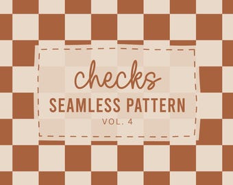 Terracotta and Beige Checkered Seamless Pattern | Fall Aesthetic, Checks, Checkerboard, Rusty Orange, Sand, Digital Download