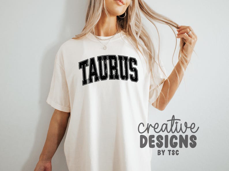 Taurus Lettering Taurus PNG | Varsity Font | Distressed | Zodiac Sign | Black ...