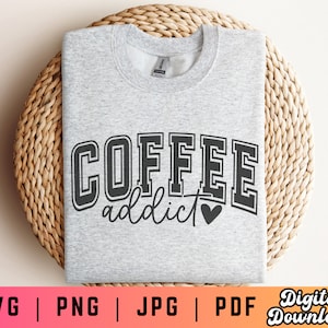 Coffee Varsity SVG PNG, Coffee Addict Svg Png, Coffee Mug Svg Png, Coffee Lover Svg Png, Coffee Shirt Svg Png, Varsity Svg Png, Coffee Svg