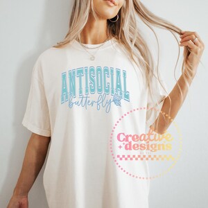 Antisocial Butterfly SVG PNG, Antisocial Svg Png, Butterfly Svg Png, Anxiety Svg, Mental Health Svg, Self Care Svg, Self Love Svg, Mom Svg image 6
