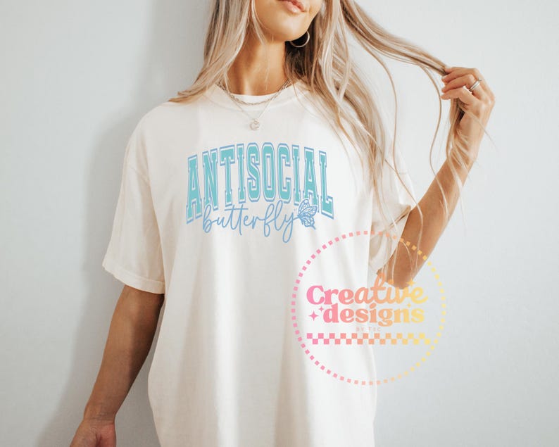 Antisocial Butterfly SVG PNG, Antisocial Svg Png, Butterfly Svg Png, Anxiety Svg, Mental Health Svg, Self Care Svg, Self Love Svg, Mom Svg image 6
