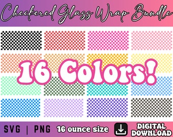 Checkered Libbey Glass Can Bundle - 16oz Glass Can Svg Png, Glass Can Wrap, Svg Files for Cricut & Silhouette Cameo, Glassware Svg, 16 Ounce