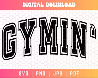 Gymin' SVG PNG PDF, Varsity svg png, Gym Ratte svg png, Fitness-Studio Shirt svg png, Gewichtheben svg png, Fitnessstudio-Zitat svg, Cardio svg png