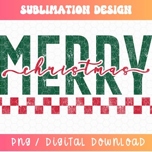 Merry Christmas Checkered PNG, Checkered Christmas Png, Christmas Designs, Retro Christmas Png, Distressed Png, Christmas Sublimation