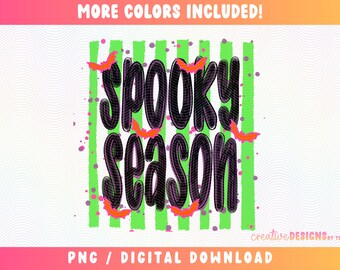 Spooky Season PNG | Striped Halloween PNG | Bat Designs | Neon Halloween | Spooky Vibes | Preppy | Paint Splatter | Digital Download