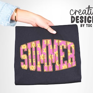 Summer PNG | Varsity Font | Flowers | Summer Designs | Retro Flowers | Summertime | Distressed | Sublimation | Digital Download image 3