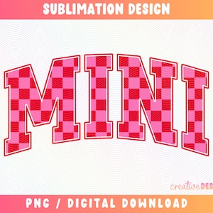 Mini PNG, Checkered Png, Valentines Day Png, Varsity Png, Pink and Red Png, Checkered Pattern Png, Mini Valentine Png, Digital Download