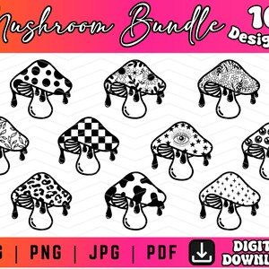 Mushroom SVG PNG Bundle, Magic Mushroom Svg Png Pdf, Mushroom Clipart, Cut Files For Cricut, Digital Craft Files For Cricut/Silhouette