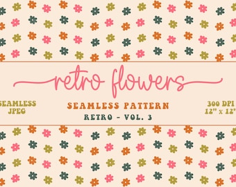 Retro Flowers Seamless Pattern | Flower Patterns | Floral Print | Retro Colors | Digital Download