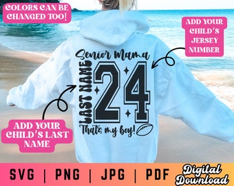 Custom Football Mom SVG PNG, Football Mama Shirt Svg Png, That's My Son Football Svg, Customizable Football Svg Png, Football Mom Svg Png