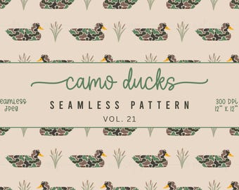 Distressed Camo Ducks Seamless Pattern | Duck Patterns | Camouflage | Cattails | Wallpapers | Sublimation Pattern | Digital Download