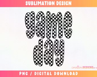 Game Day PNG | Checkered Print | Distressed | Sports Game | Game Shirt Png | Game Day Attire, Sublimation, Football Season, Digital Download