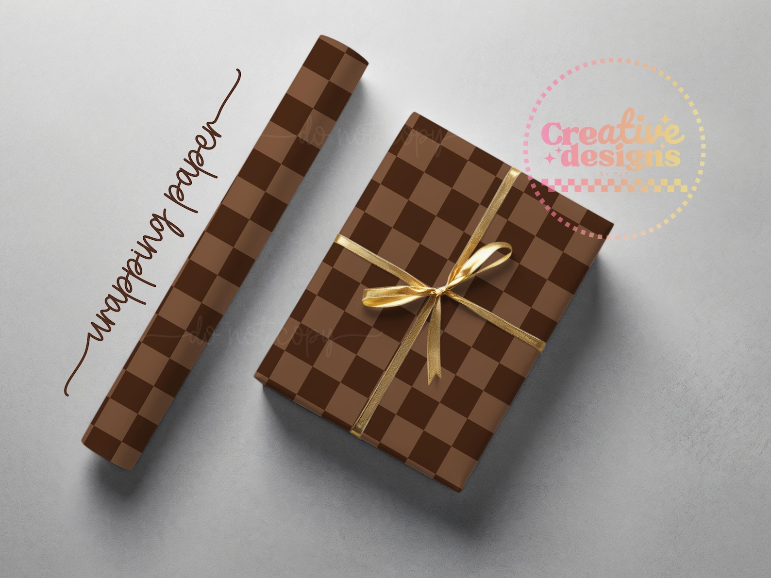 Brown Checkered Print Bundle, Checkerboard Pattern, Neutral Checkered ...