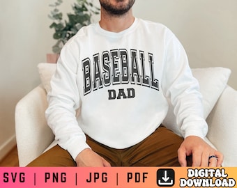 Baseball Dad SVG PNG PDF, Baseball Dad Shirt Svg, Varsity Svg Png, Sports Dad Svg Png, Dad Svg, Digital Craft Files For Cricut/Silhouette