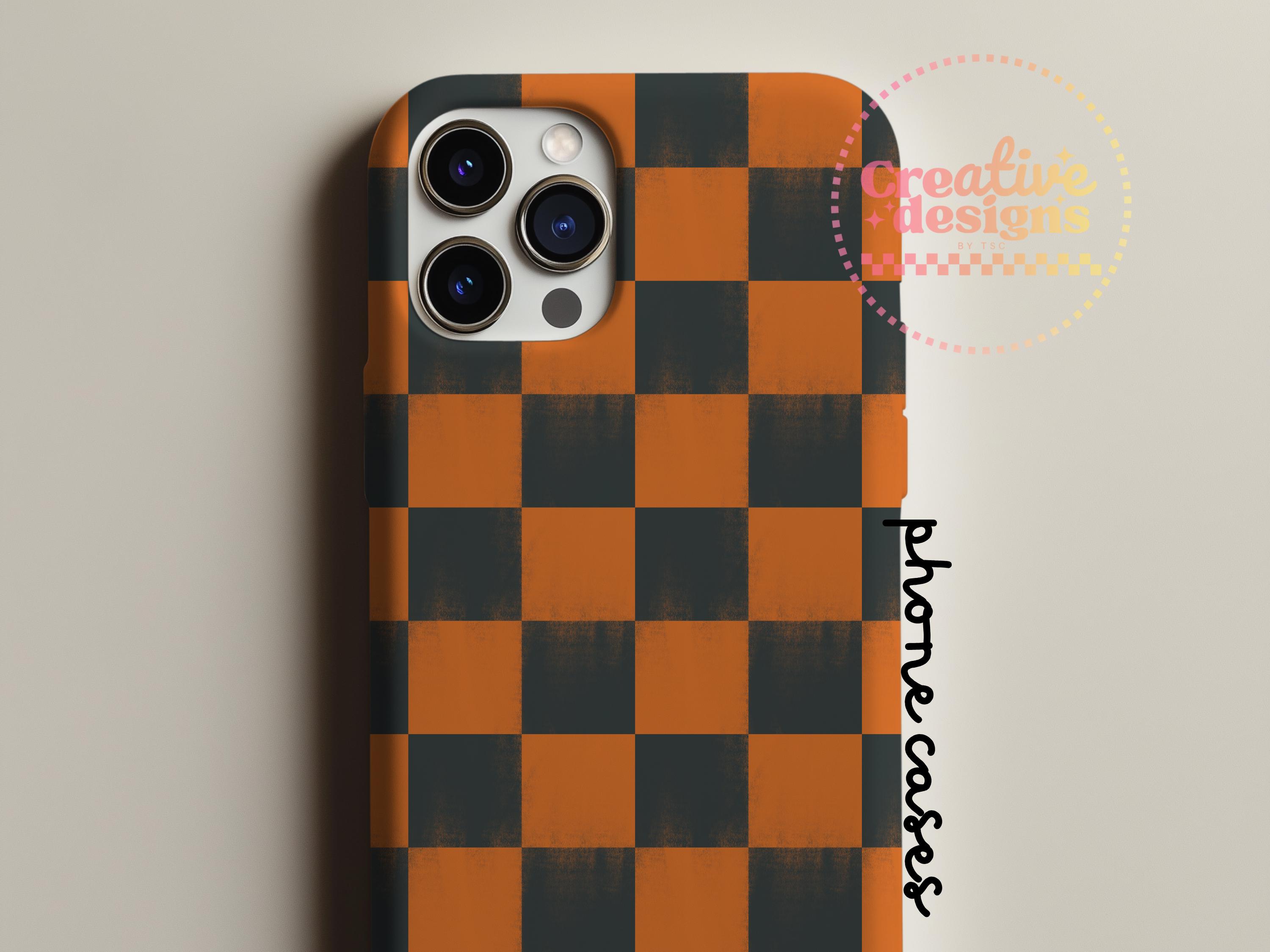 Orange and Black Checkered Seamless Pattern, Halloween Digital Papers ...