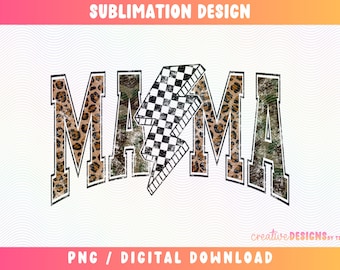 Mama Cheetah and Camo PNG | Varsity Font | Checkered | Leopard | Camouflage | Distressed | Sublimation | Digital Download
