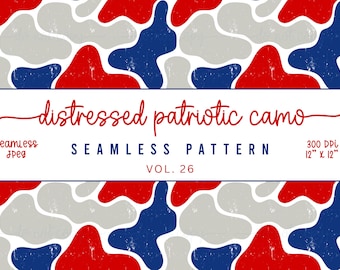 Distressed Patriotic Camo Seamless Pattern | Red, White and Blue | Old School Camo | Camouflage | Wallpapers | Sublimation, Digital Download