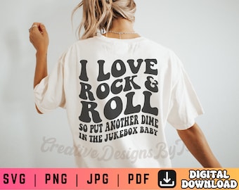 I Love Rock and Roll SVG PNG, Graphic Tee Svg Png, Rock and Roll Svg Png, Rock Shirt Svg Png, Wavy Text Svg, Rock N Roll Svg Png, Rock Svg