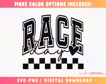 Racedag SVG-PNG | Geblokt | Raceseizoen | Varsity-lettertype | Bestand knippen | Digitale download