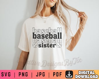 Hermana de béisbol SVG PNG, Hermana de béisbol Svg Png, Svg apilado Png, En mi hermana de béisbol Era Svg Png, Camisa hermana Svg Png, Béisbol Svg Png